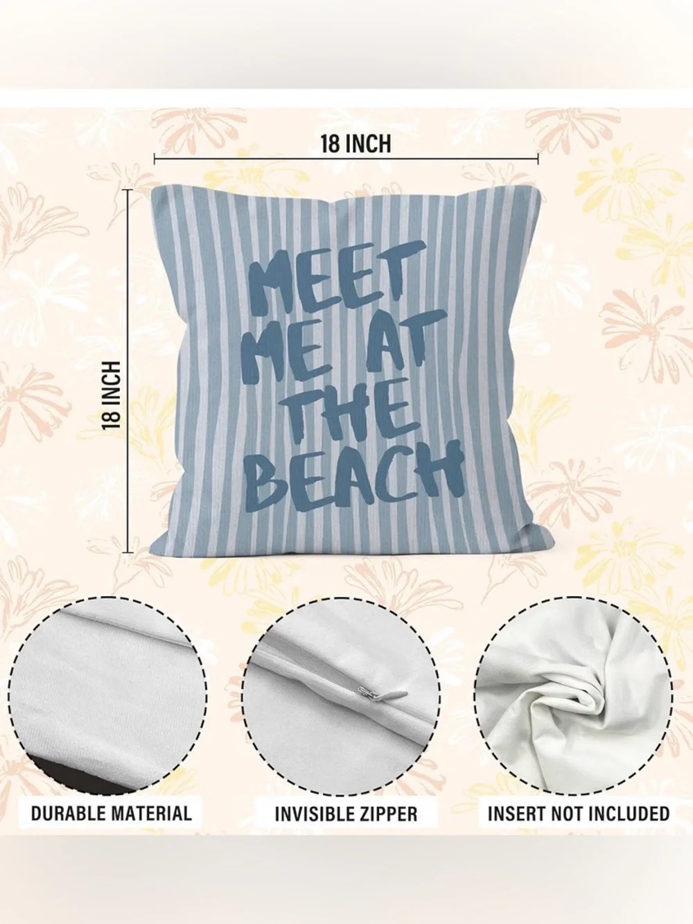 Coastal Blue Shell & Stripe Throw Pillow Cover Set-2